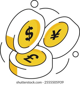 A foreign exchange icon in isometric design, showcasing smooth international currency trading and operations.