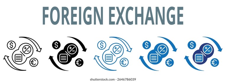 conjunto de ícones de câmbio estrangeiro. contém ícone, vetor, ilustração, comércio, saldo, estrangeiro, câmbio, forex, negociação, mercados