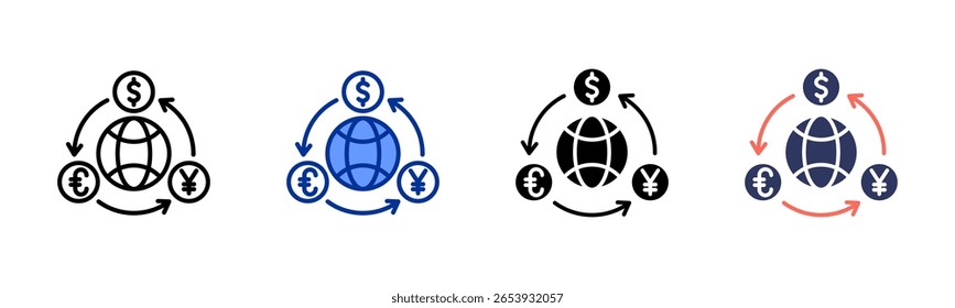 Coleção de vários estilos da folha de ícone do Foreign Exchange