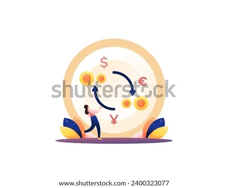  Foreign exchange market. foreign currency purchase and sale transactions. 2 currency exchange activities. trading. illustration concept design. graphic elements. vector. white background