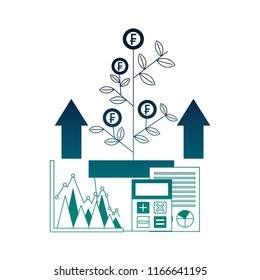 Foreign Exchange Plant Growth Franc Coins Stock Vector Royalty Free - 