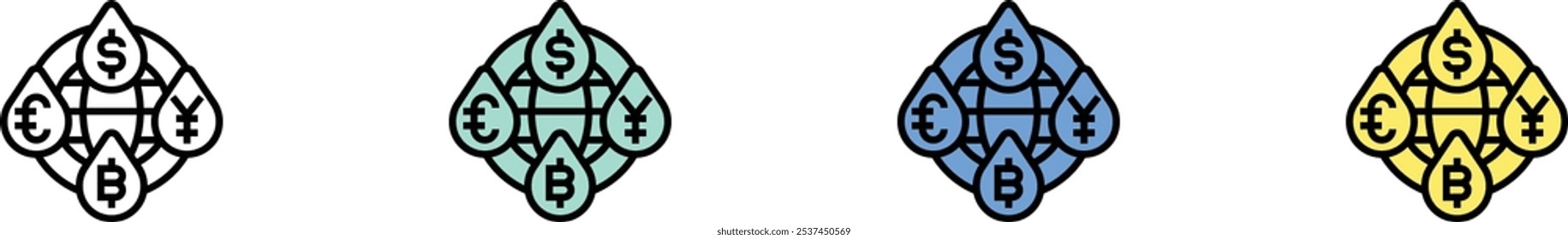 foreign icon. Outline, Green, Blue and Yellow Style Design Isolated On White Background