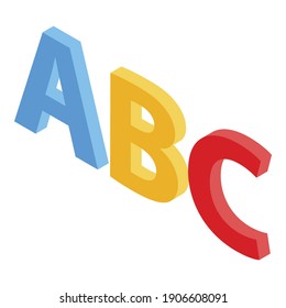 Icono de alfabeto en idioma extranjero. Isométrico del icono del vector del alfabeto del idioma extranjero para el diseño web aislado en fondo blanco