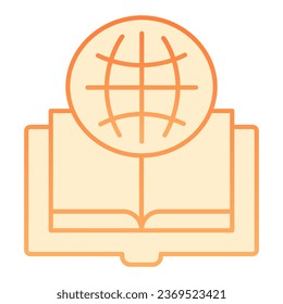 Icono plano del libro en lengua extranjera. Globe y reserva iconos anaranjados en un estilo moderno y plano. Diseño de estilo de gradiente de libro abierto, diseñado para web y aplicación. Eps 10
