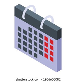Foreign language calendar icon. Isometric of foreign language calendar vector icon for web design isolated on white background