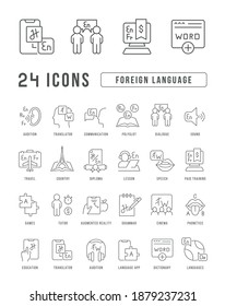 Foreign Language. Collection of perfectly thin icons for web design, app, and the most modern projects. The kit of signs for category Education.