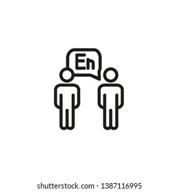 Foreign language exchange line icon. Two people, dialogue, conversation. Language learning concept. Vector illustration can be used for topics like training, course, communication