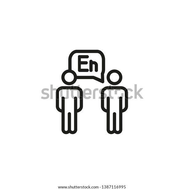 Foreign\
language exchange line icon. Two people, dialogue, conversation.\
Language learning concept. Vector illustration can be used for\
topics like training, course,\
communication