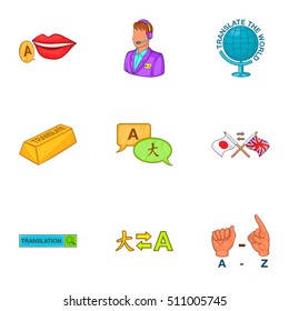 Foreign language icons set. Cartoon illustration of 9 foreign language vector icons for web