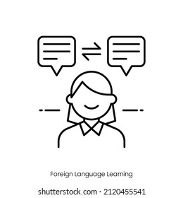 foreign language learning icon. Outline style icon design isolated on white background
