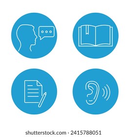 Foreign Language, skills for study icon set.  Vector