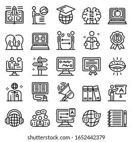 Foreign language teacher icons set. Outline set of foreign language teacher vector icons for web design isolated on white background