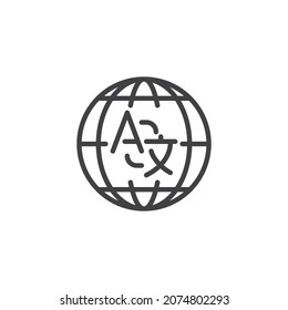 Foreign language translation line icon. linear style sign for mobile concept and web design. Global translator outline vector icon. Symbol, logo illustration. Vector graphics