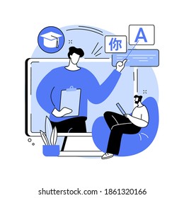 Foreign language workshop abstract concept vector illustration. Foreign language learning group, native speaker course, professional translator, easy english, online education abstract metaphor.
