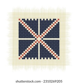 The Foreign Moon, Palestinian embroidery Tatreez symbol drawing over white background