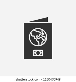 Foreign passport icon illustration,vector traveler sign symbol