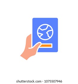 Foreign passport icon illustration,verification of foreign passport vector sign symbol