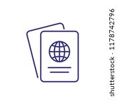 Foreign passport line icon. Visa, document, arrival. Customs house concept. Vector illustration can be used for topics like citizenship, immigration, travelling