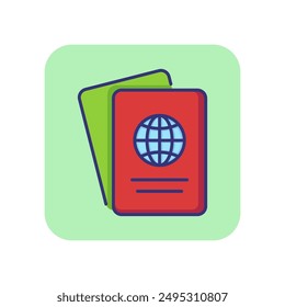 Foreign passport line icon. Visa, document, arrival. Customs house concept. Vector illustration can be used for topics like citizenship, immigration, travelling