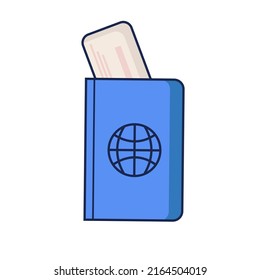 Foreign passport with ticket. Travel. Isolated on white background. Vector illustration. 