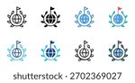 Foreign policy icon set multiple style collection 
