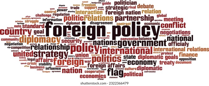 Foreign policy word cloud concept. Collage made of words about foreign policy. Vector illustration 