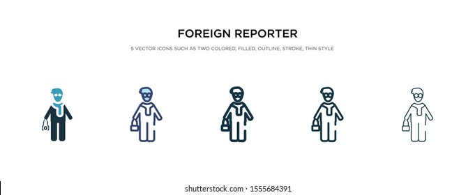 foreign reporter icon in different style vector illustration. two colored and black foreign reporter vector icons designed in filled, outline, line and stroke style can be used for web, mobile, ui