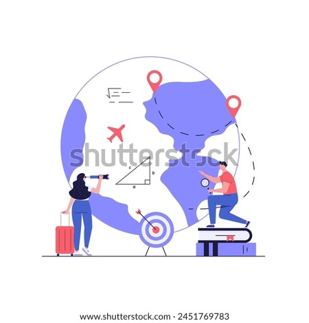 Foreign student learning in international high school. Concept of abroad study, global education, student exchange program, educational tourism. Vector illustration in flat design for web banner