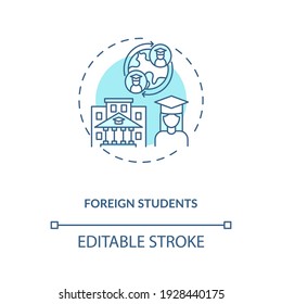 Foreign students concept icon. Travel during covid 19 breakdown idea thin line illustration. Tourism service. Moving to another county. Vector isolated outline RGB color drawing. Editable stroke