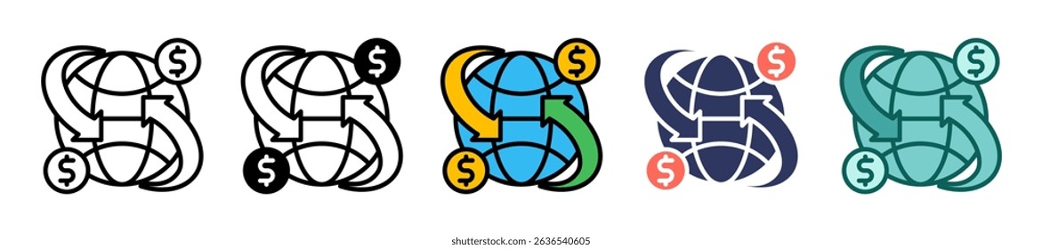 Foreign Trade Barriers Icon Multiple Vector Illustration