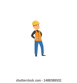 Foreman at the construction site. Raster illustration isolated on white background