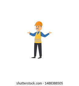 Foreman at the construction site. Raster illustration isolated on white background