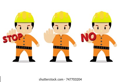 foreman holding a stop sign isolate