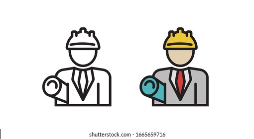 Foreman icon. Sign construction project manager. Vector illustration in flat style.