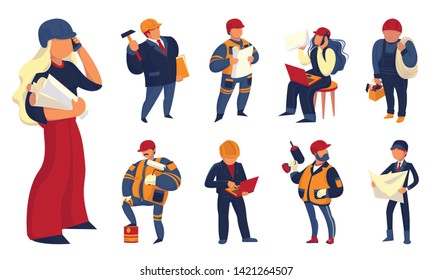 Foreman icons set. Cartoon set of foreman vector icons for web design