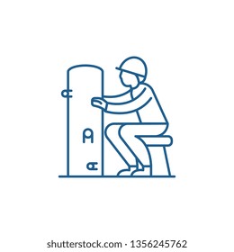 Foreman line icon concept. Foreman flat  vector symbol, sign, outline illustration.