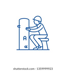 Foreman line icon concept. Foreman flat  vector symbol, sign, outline illustration.