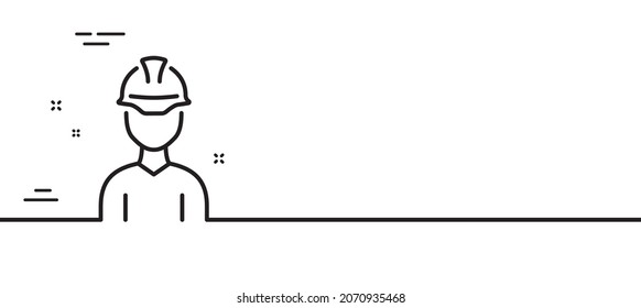 Foreman line icon. Engineer or architect sign. Construction helmet symbol. Minimal line illustration background. Foreman line icon pattern banner. White web template concept. Vector