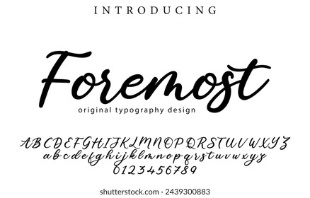 Foremost Font Stylish brush painted an uppercase vector letters, alphabet, typeface