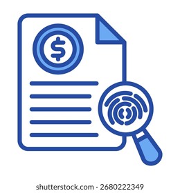 Forensic Accounting Icon Blue Vector Illustration