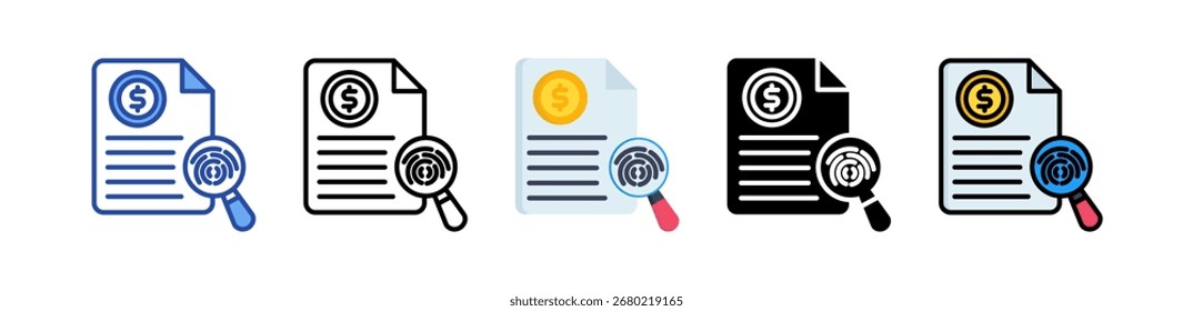 Forensische Buchhaltung Symbol Multi-Style-Vektorgrafik