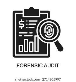 Ilustración vectorial de glifo de ícono de auditoría forense