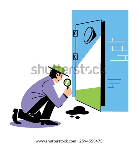 Forensic investigator finding clues, flat style illustration 

