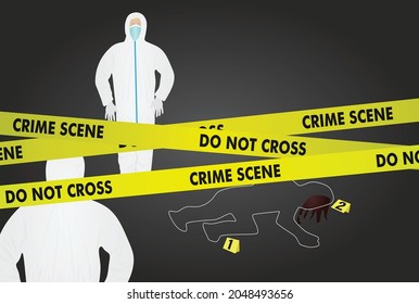 Forensic investigators on crime scene. vector