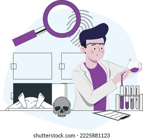 Forensic laboratory banner set. Flat illustration of forensic laboratory vector banner set for web design, scientists working with chemical samples in a lab with all the required equipment 