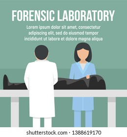 Forensic laboratory dead man concept background. Flat illustration of forensic laboratory dead man vector concept background for web design