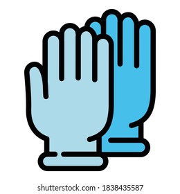 Forensic laboratory gloves icon. Outline forensic laboratory gloves vector icon for web design isolated on white background