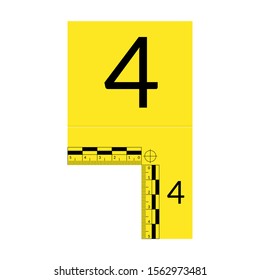 Forensic numeral evidence mark with a measuring rulers