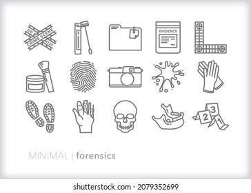 Forensic Science Icons Of Items Used For A Crime Scene Investigation