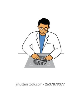 Forensic Scientist with Fingerprint White Background Crime Scene Investigation Expert